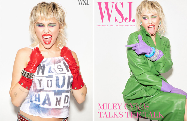 Miley is promoting the Wall Street Journal's WSJ luxury magazine.
